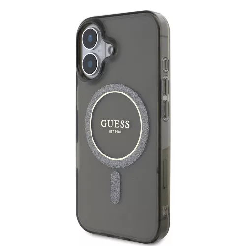 Guess - IML Csillámos Kör MagSafe (GUHMP16SHFGEREK) - iPhone 16 - Fekete