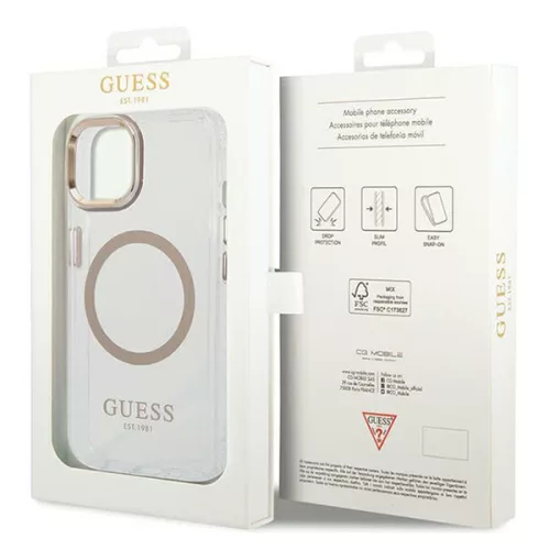 Guess - Fém Kontúros MagSafe (GUHMP15MHTRMD) - iPhone 15 Plus - Arany