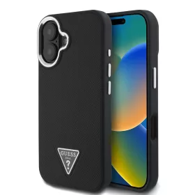   Guess - Szemcsézett Háromszög MagSafe (GUHMP16SPGTSPSK) - iPhone 16 - Fekete