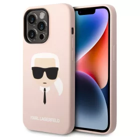   Karl Lagerfeld - Silicone MagSafe (KLHMP14LSLKHLP) - iPhone 14 Pro - Light Pink Karl's Head