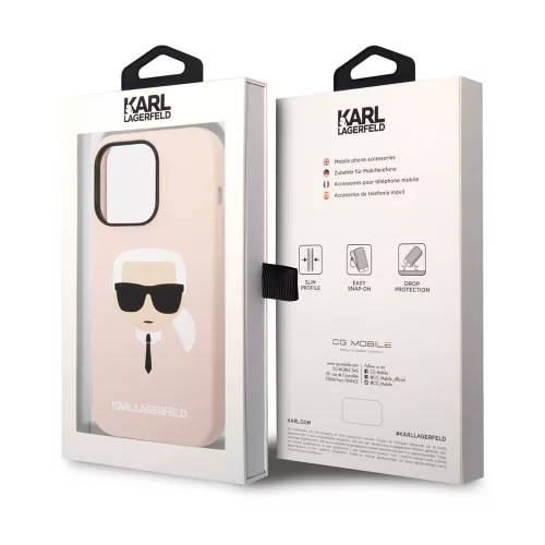 Karl Lagerfeld - Silicone MagSafe (KLHMP14LSLKHLP) - iPhone 14 Pro - Light Pink Karl's Head