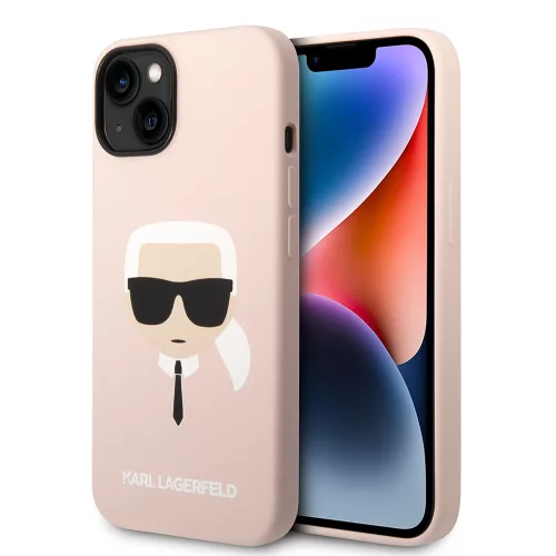 Karl Lagerfeld - Silicone MagSafe (KLHMP14MSLKHLP) - iPhone 14 Plus - Light Pink Karl's Head
