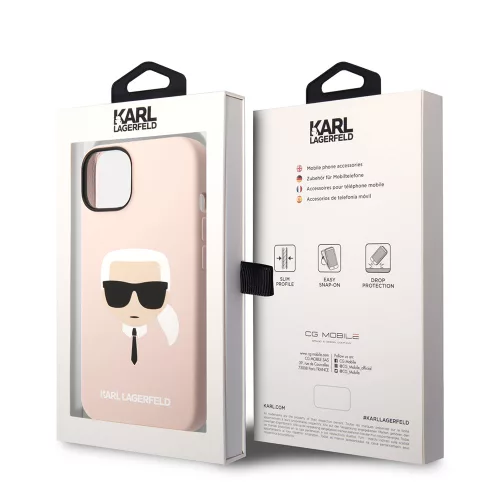 Karl Lagerfeld - Silicone MagSafe (KLHMP14MSLKHLP) - iPhone 14 Plus - Light Pink Karl's Head