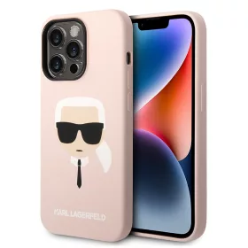   Karl Lagerfeld - Silicone MagSafe (KLHMP14XSLKHLP) - iPhone 14 Pro Max - Light Pink Karl's Head