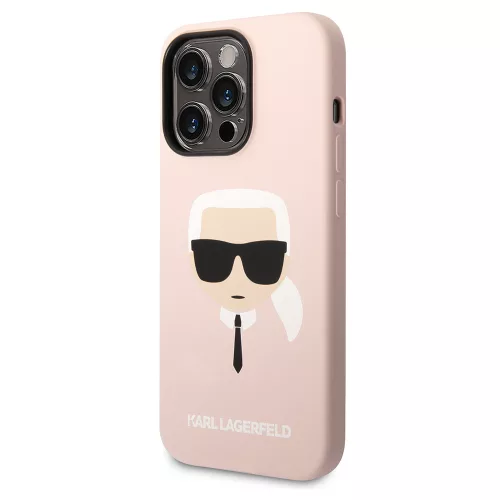 Karl Lagerfeld - Silicone MagSafe (KLHMP14XSLKHLP) - iPhone 14 Pro Max - Light Pink Karl's Head