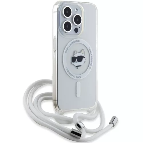 Karl Lagerfeld - IML Crossbody MagSafe (KLHMP15SLHCCHNT) - iPhone 15 Pro - Transparent Choupette Head&Cord