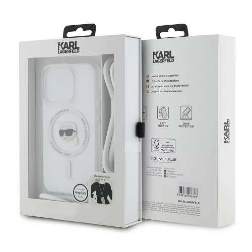 Karl Lagerfeld - IML Crossbody MagSafe (KLHMP15LHCKHNT) - iPhone 15 Pro - Transparent Karl Head