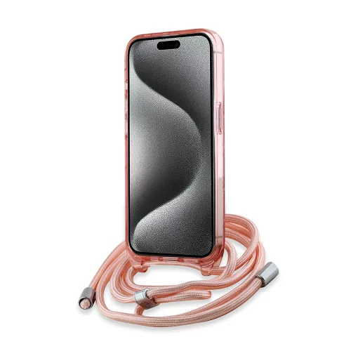 Karl Lagerfeld - IML Crossbody MagSafe (KLHMP15LHCKCKLCP) - iPhone 15 Pro - Pink Monogram Karl&Choupette Head