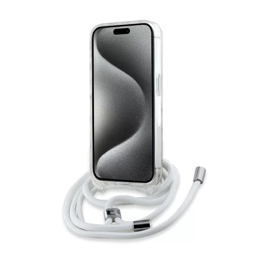 Karl Lagerfeld - IML Crossbody MagSafe (KLHMP15LHCKCKLCT) - iPhone 15 Pro - Transparent Monogram Karl&Choupette Head