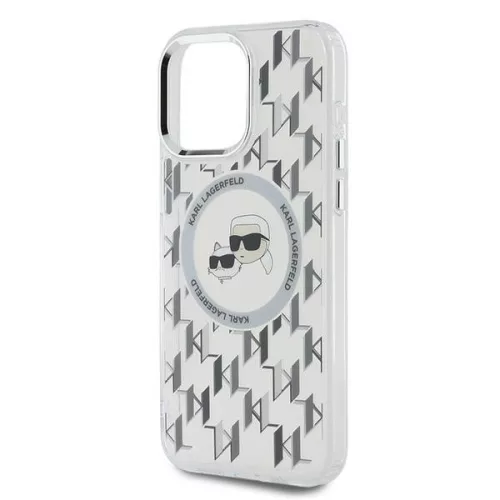 Karl Lagerfeld - IML MagSafe (KLHMP15LHMCKMHT) - iPhone 15 Pro - Transparent Monogram Karl&Choupette Head