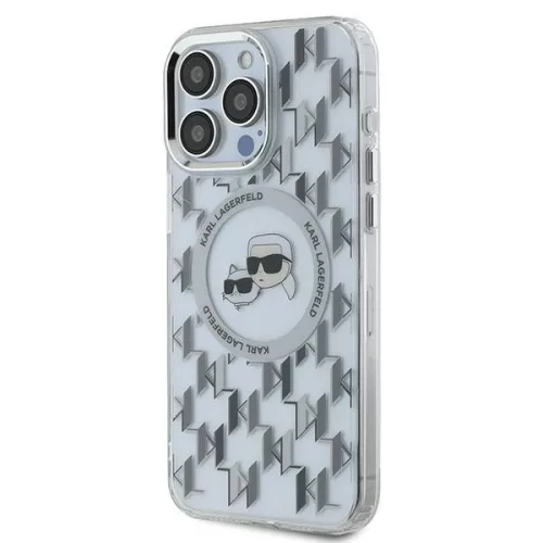 Karl Lagerfeld - IML MagSafe (KLHMP15LHMCKMHT) - iPhone 15 Pro - Transparent Monogram Karl&Choupette Head
