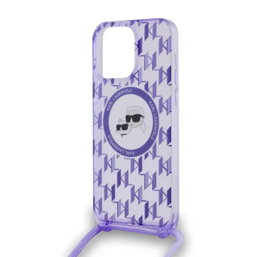 Karl Lagerfeld - IML Crossbody MagSafe (KLHMP15LHCKCKLCU) - iPhone 15 Pro - Purple Monogram Karl&Choupette Head