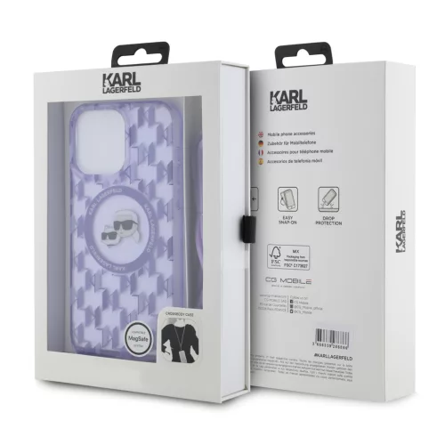 Karl Lagerfeld - IML Crossbody MagSafe (KLHMP15LHCKCKLCU) - iPhone 15 Pro - Purple Monogram Karl&Choupette Head