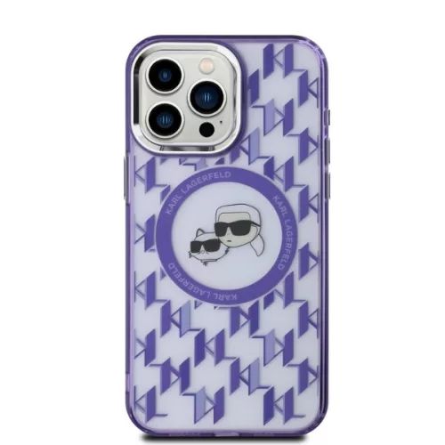 Karl Lagerfeld - IML MagSafe (KLHMP15LHMCKMHU) - iPhone 15 Pro - Purple Monogram Karl&Choupette Head