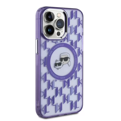 Karl Lagerfeld - IML MagSafe (KLHMP15LHMCKMHU) - iPhone 15 Pro - Purple Monogram Karl&Choupette Head