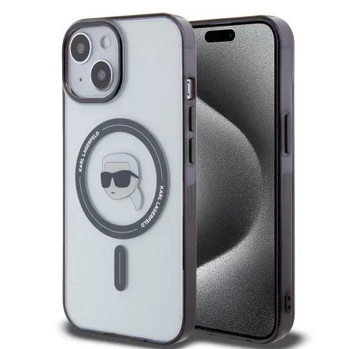 Karl Lagerfeld - IML MagSafe (KLHMP15MHKHNOTK) - iPhone 15 Plus - Transparent Karl's Head
