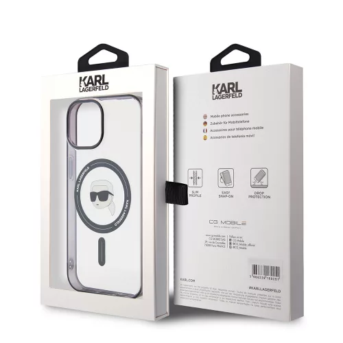 Karl Lagerfeld - IML MagSafe (KLHMP15MHKHNOTK) - iPhone 15 Plus - Transparent Karl's Head