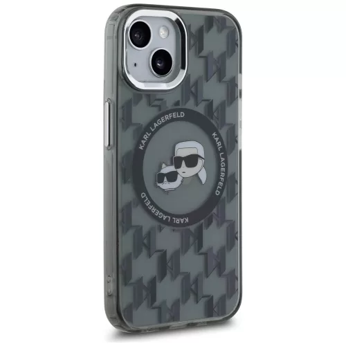 Karl Lagerfeld - IML MagSafe (KLHMP15MHMCKMHK) - iPhone 15 Plus - Black Monogram Karl&Choupette Head