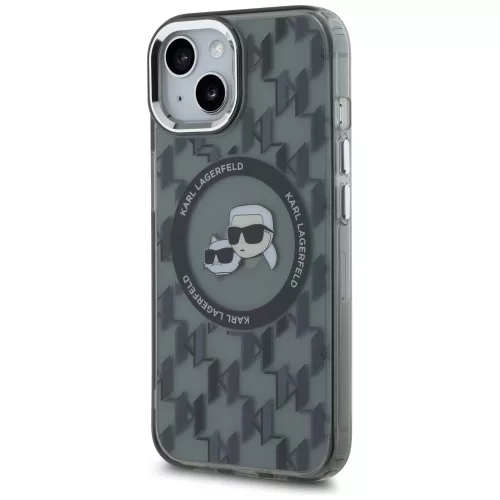 Karl Lagerfeld - IML MagSafe (KLHMP15MHMCKMHK) - iPhone 15 Plus - Black Monogram Karl&Choupette Head