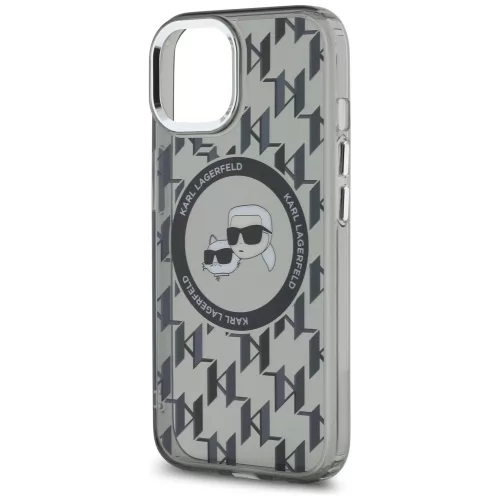 Karl Lagerfeld - IML MagSafe (KLHMP15MHMCKMHK) - iPhone 15 Plus - Black Monogram Karl&Choupette Head