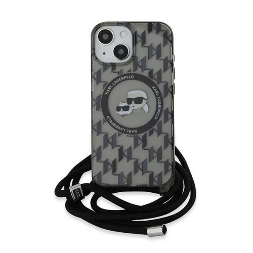 Karl Lagerfeld - IML Crossbody MagSafe (KLHMP15SHCKCKLCK) - iPhone 15 - Monogram Karl&Choupette Head