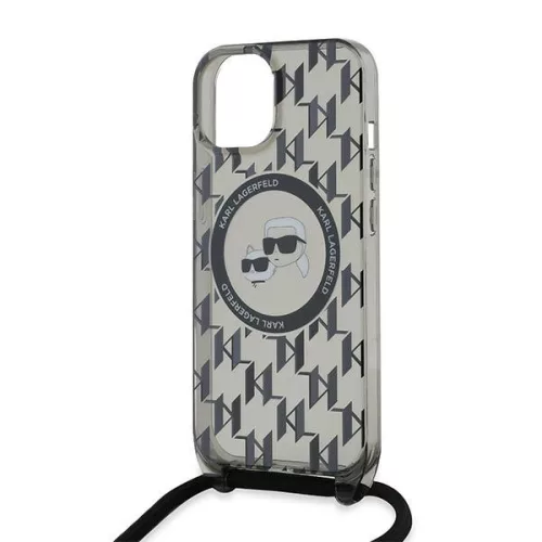 Karl Lagerfeld - IML Crossbody MagSafe (KLHMP15SHCKCKLCK) - iPhone 15 - Monogram Karl&Choupette Head