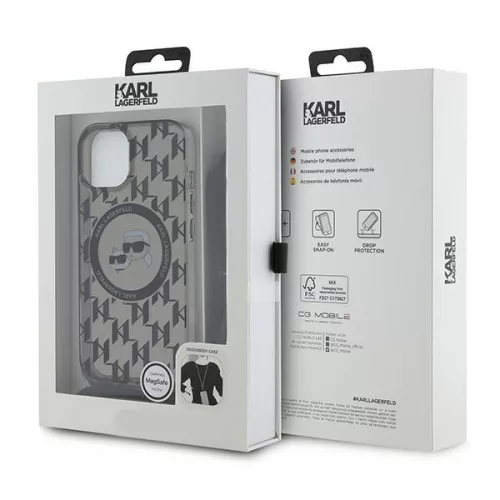 Karl Lagerfeld - IML Crossbody MagSafe (KLHMP15SHCKCKLCK) - iPhone 15 - Monogram Karl&Choupette Head