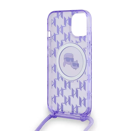 Karl Lagerfeld - IML Crossbody MagSafe (KLHMP15SHCKCKLCU) - iPhone 15 - Purple Mono Karl&Choupette