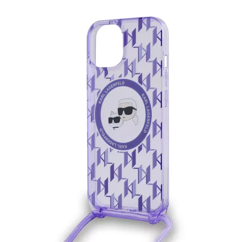 Karl Lagerfeld - IML Crossbody MagSafe (KLHMP15SHCKCKLCU) - iPhone 15 - Purple Mono Karl&Choupette
