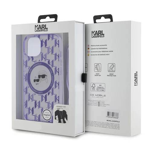 Karl Lagerfeld - IML Crossbody MagSafe (KLHMP15SHCKCKLCU) - iPhone 15 - Purple Mono Karl&Choupette