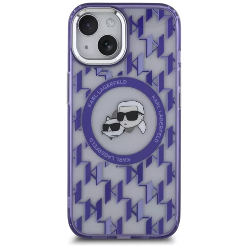 Karl Lagerfeld - IML MagSafe (KLHMP15SHMCKMHU) - iPhone 15 - Purple Monogram Karl&Choupette Head
