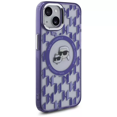 Karl Lagerfeld - IML MagSafe (KLHMP15SHMCKMHU) - iPhone 15 - Purple Monogram Karl&Choupette Head