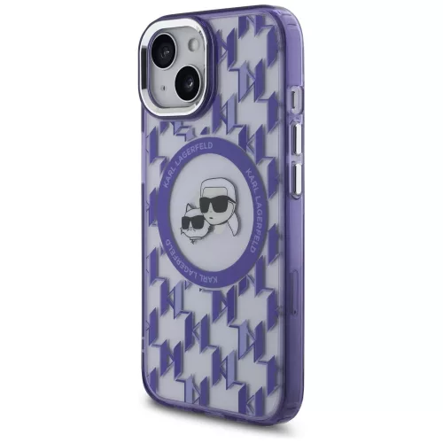 Karl Lagerfeld - IML MagSafe (KLHMP15SHMCKMHU) - iPhone 15 - Purple Monogram Karl&Choupette Head