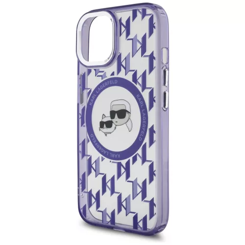 Karl Lagerfeld - IML MagSafe (KLHMP15SHMCKMHU) - iPhone 15 - Purple Monogram Karl&Choupette Head