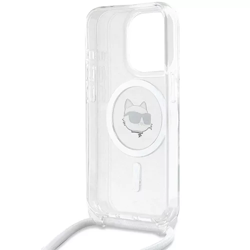 Karl Lagerfeld - IML Crossbody MagSafe (KLHMP15XHCCHNT) - iPhone 15 Pro Max - Clear Choupette Head&Cord