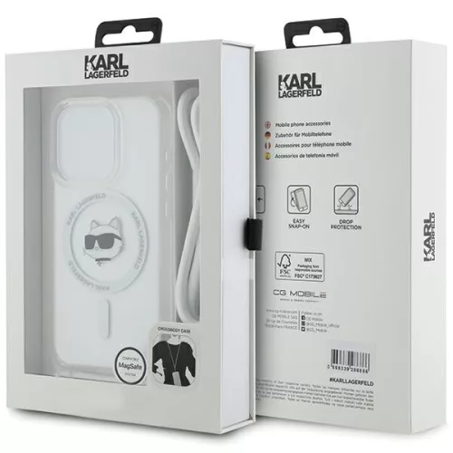 Karl Lagerfeld - IML Crossbody MagSafe (KLHMP15XHCCHNT) - iPhone 15 Pro Max - Clear Choupette Head&Cord