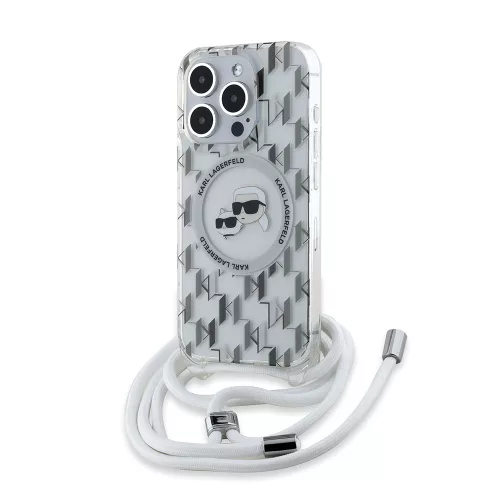 Karl Lagerfeld - IML Crossbody MagSafe (KLHMP15XHCKCKLCT) - iPhone 15 Pro Max - Clear Monogram Karl&Choupette Head