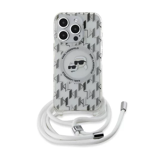 Karl Lagerfeld - IML Crossbody MagSafe (KLHMP15XHCKCKLCT) - iPhone 15 Pro Max - Clear Monogram Karl&Choupette Head