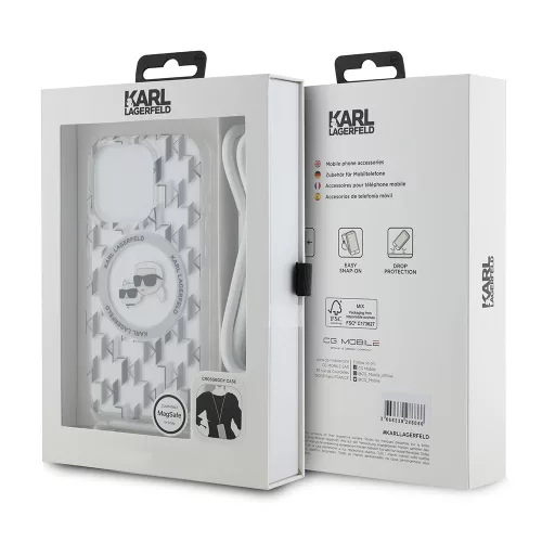 Karl Lagerfeld - IML Crossbody MagSafe (KLHMP15XHCKCKLCT) - iPhone 15 Pro Max - Clear Monogram Karl&Choupette Head