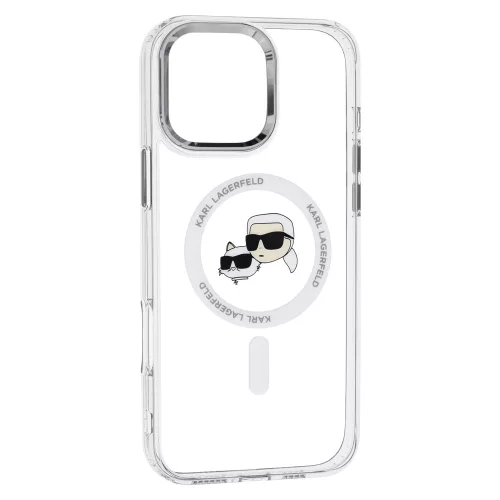 Karl Lagerfeld - IML MagSafe (KLHMP16LHLSKCH) - iPhone 16 Pro - White Metal Karl&Choupette Head