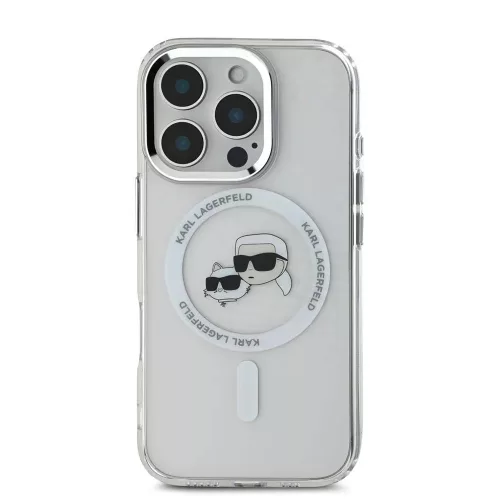 Karl Lagerfeld - IML MagSafe (KLHMP16LHLSKCH) - iPhone 16 Pro - White Metal Karl&Choupette Head
