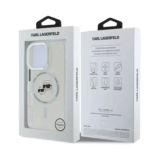 Karl Lagerfeld - IML MagSafe (KLHMP16LHLSKCH) - iPhone 16 Pro - White Metal Karl&Choupette Head