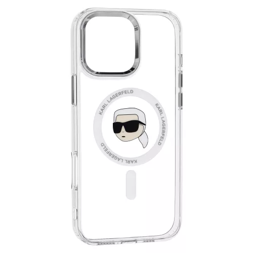 Karl Lagerfeld - IML MagSafe (KLHMP16LHLSKIH) - iPhone 16 Pro - White Metal Karl's Head