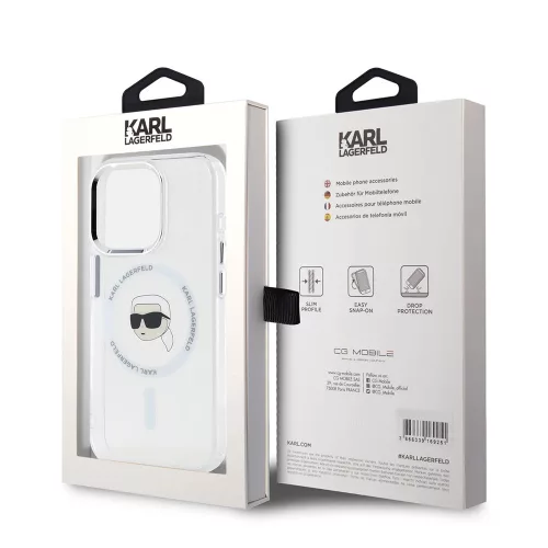 Karl Lagerfeld - IML MagSafe (KLHMP16LHLSKIH) - iPhone 16 Pro - White Metal Karl's Head