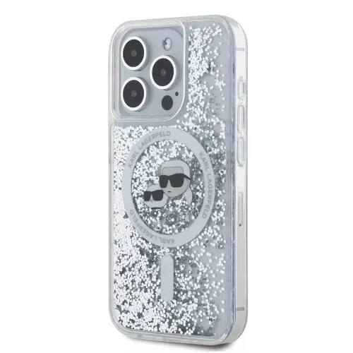 Karl Lagerfeld - Liquid Glitter MagSafe (KLHMP15LLGKCSGH) - iPhone 15 Pro - Transparent Karl&Choupette Head