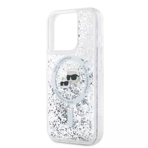 Karl Lagerfeld - Liquid Glitter MagSafe (KLHMP15LLGKCSGH) - iPhone 15 Pro - Transparent Karl&Choupette Head