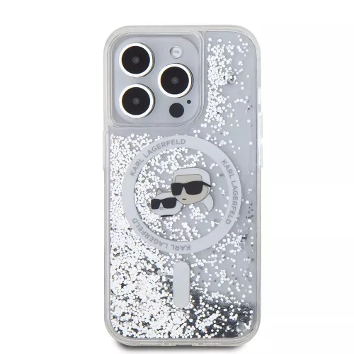 Karl Lagerfeld - Liquid Glitter MagSafe (KLHMP15LLGKCSGH) - iPhone 15 Pro - Transparent Karl&Choupette Head