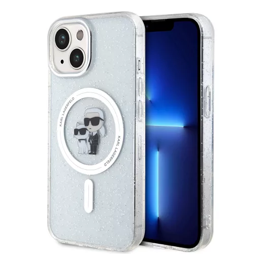 Karl Lagerfeld - Glitter MagSafe (KLHMP15MHGKCNOT) - iPhone 15 Plus - Transparent Karl&Choupette