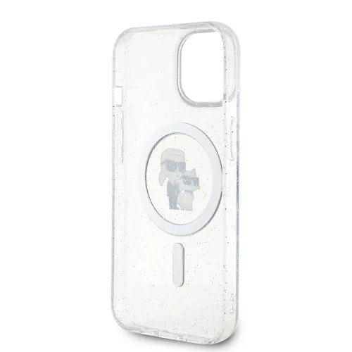 Karl Lagerfeld - Glitter MagSafe (KLHMP15MHGKCNOT) - iPhone 15 Plus - Transparent Karl&Choupette