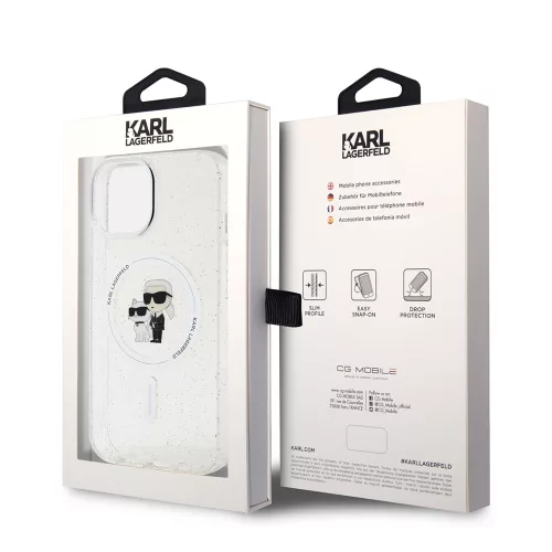 Karl Lagerfeld - Glitter MagSafe (KLHMP15MHGKCNOT) - iPhone 15 Plus - Transparent Karl&Choupette